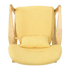 Fauteuil à bascule en bois massif avec coussin en lin et fabrication artisanale de qualité supérieure