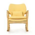 Fauteuil à bascule en bois massif avec coussin en lin et fabrication artisanale de qualité supérieure