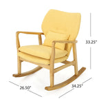 Fauteuil à bascule en bois massif avec coussin en lin et fabrication artisanale de qualité supérieure