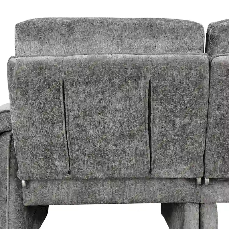 94.1 Canapé Futon d'Angle en Chenille avec Dossier Réglable et Chaise Longue Réversible