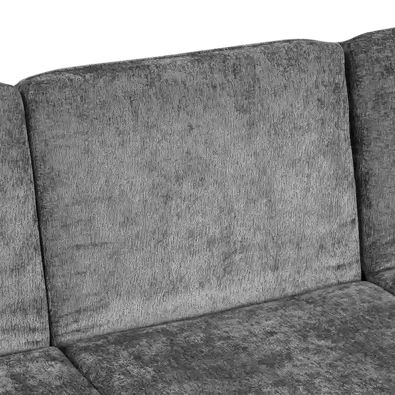 94.1 Canapé Futon d'Angle en Chenille avec Dossier Réglable et Chaise Longue Réversible