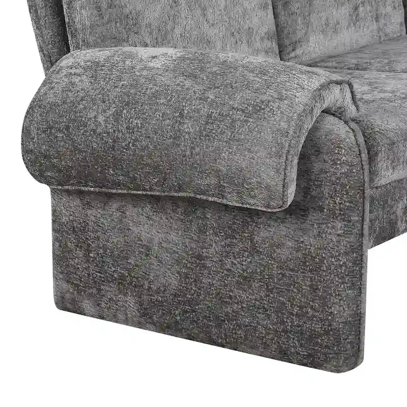 94.1 Canapé Futon d'Angle en Chenille avec Dossier Réglable et Chaise Longue Réversible