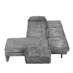 94.1 Canapé Futon d'Angle en Chenille avec Dossier Réglable et Chaise Longue Réversible