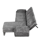 94.1 Canapé Futon d'Angle en Chenille avec Dossier Réglable et Chaise Longue Réversible