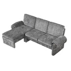 94.1 Canapé Futon d'Angle en Chenille avec Dossier Réglable et Chaise Longue Réversible