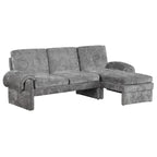 94.1 Canapé Futon d'Angle en Chenille avec Dossier Réglable et Chaise Longue Réversible