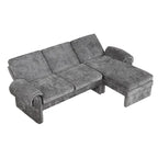 94.1 Canapé Futon d'Angle en Chenille avec Dossier Réglable et Chaise Longue Réversible