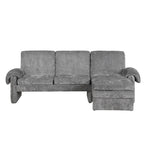 94.1 Canapé Futon d'Angle en Chenille avec Dossier Réglable et Chaise Longue Réversible