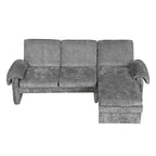 94.1 Canapé Futon d'Angle en Chenille avec Dossier Réglable et Chaise Longue Réversible