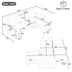94.1 Canapé Futon d'Angle en Chenille avec Dossier Réglable et Chaise Longue Réversible