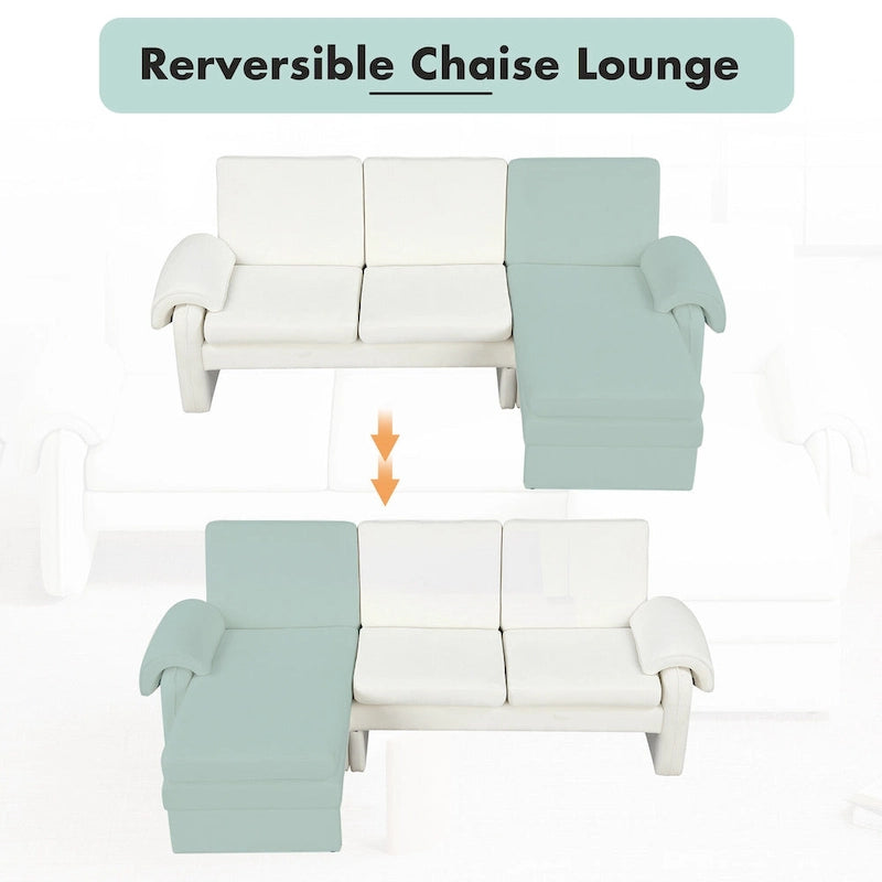 94.1 Canapé Futon d'Angle en Chenille avec Dossier Réglable et Chaise Longue Réversible