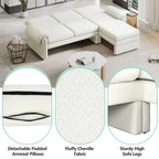 94.1 Canapé Futon d'Angle en Chenille avec Dossier Réglable et Chaise Longue Réversible
