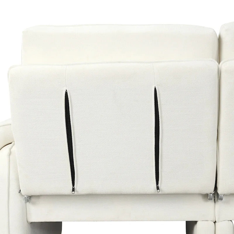 94.1 Canapé Futon d'Angle en Chenille avec Dossier Réglable et Chaise Longue Réversible