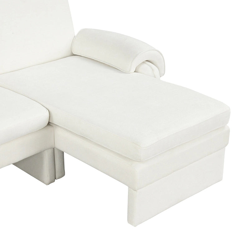 94.1 Canapé Futon d'Angle en Chenille avec Dossier Réglable et Chaise Longue Réversible