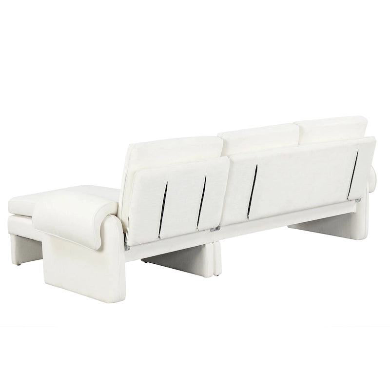94.1 Canapé Futon d'Angle en Chenille avec Dossier Réglable et Chaise Longue Réversible
