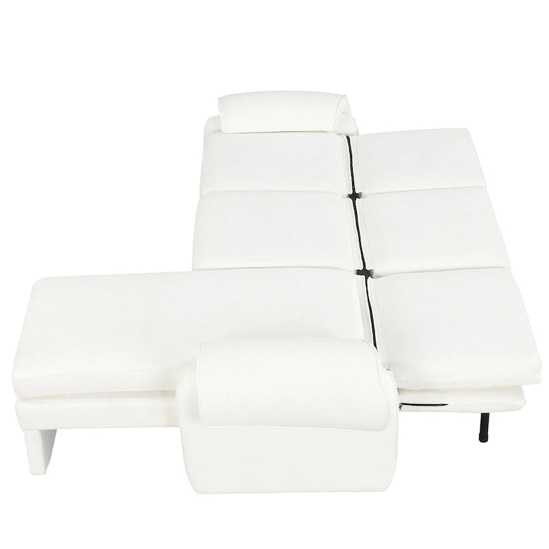 94.1 Canapé Futon d'Angle en Chenille avec Dossier Réglable et Chaise Longue Réversible