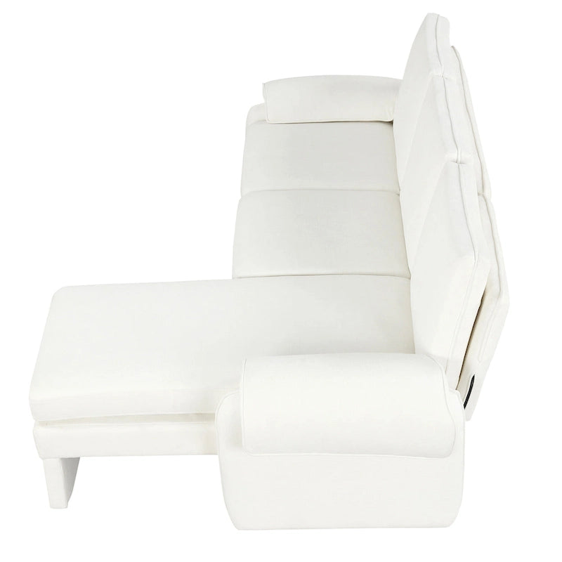94.1 Canapé Futon d'Angle en Chenille avec Dossier Réglable et Chaise Longue Réversible