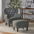 Fauteuil club capitonné moderne de 32,5 po avec pouf et clous décoratifs pour salon