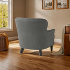 Fauteuil club capitonné moderne de 32,5 po avec pouf et clous décoratifs pour salon