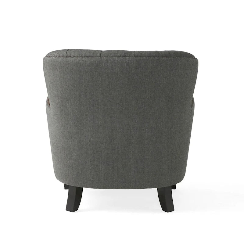 Fauteuil club capitonné moderne de 32,5 po avec pouf et clous décoratifs pour salon