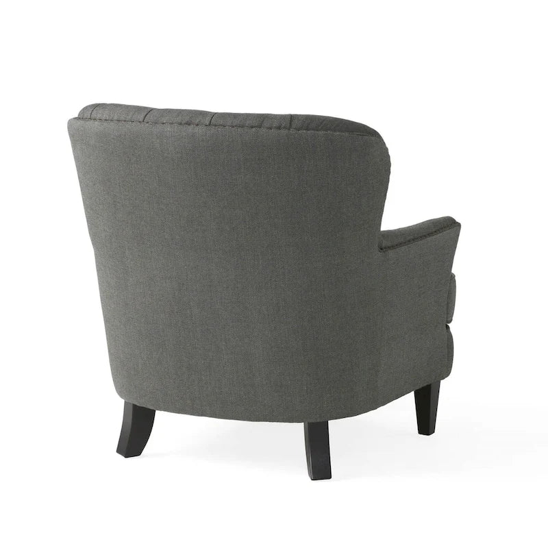 Fauteuil club capitonné moderne de 32,5 po avec pouf et clous décoratifs pour salon