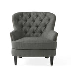 Fauteuil club capitonné moderne de 32,5 po avec pouf et clous décoratifs pour salon