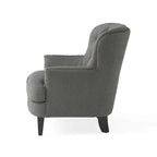 Fauteuil club capitonné moderne de 32,5 po avec pouf et clous décoratifs pour salon