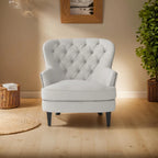 Fauteuil club capitonné moderne de 32,5 po avec pouf et clous décoratifs pour salon