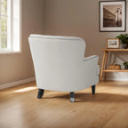 Fauteuil club capitonné moderne de 32,5 po avec pouf et clous décoratifs pour salon