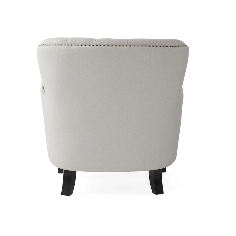 Fauteuil club capitonné moderne de 32,5 po avec pouf et clous décoratifs pour salon