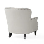 Fauteuil club capitonné moderne de 32,5 po avec pouf et clous décoratifs pour salon
