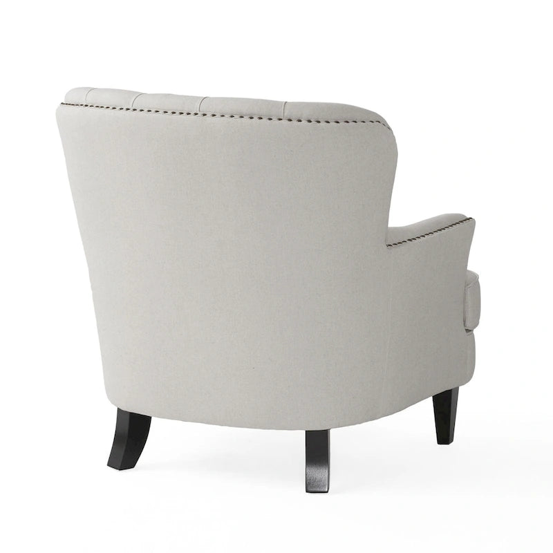Fauteuil club capitonné moderne de 32,5 po avec pouf et clous décoratifs pour salon
