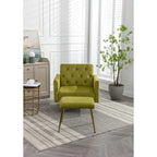 Fauteuil d'appoint capitonné vert olive 32,28 avec pouf