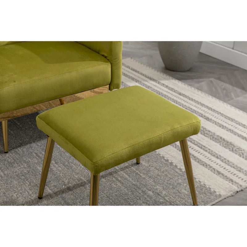 Fauteuil d'appoint capitonné vert olive 32,28 avec pouf