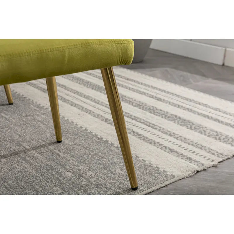 Fauteuil d'appoint capitonné vert olive 32,28 avec pouf
