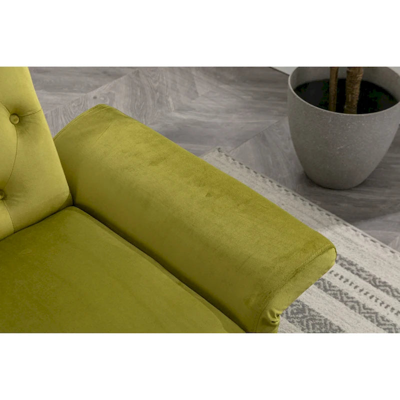 Fauteuil d'appoint capitonné vert olive 32,28 avec pouf