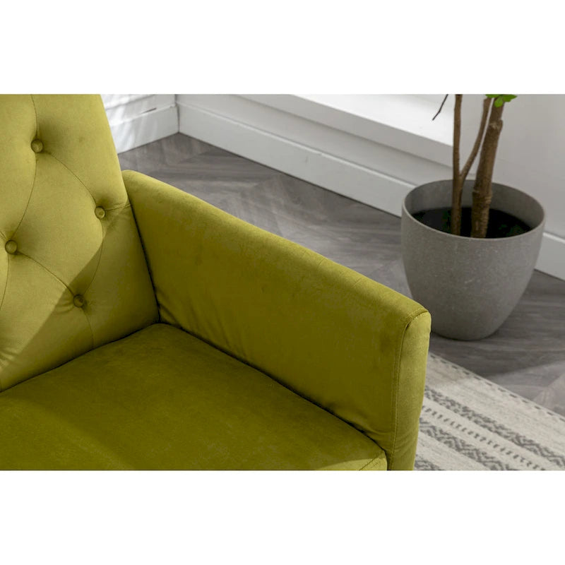 Fauteuil d'appoint capitonné vert olive 32,28 avec pouf