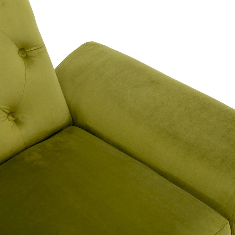 Fauteuil d'appoint capitonné vert olive 32,28 avec pouf