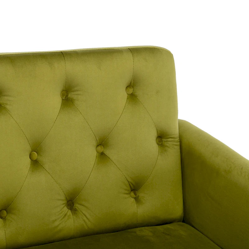 Fauteuil d'appoint capitonné vert olive 32,28 avec pouf