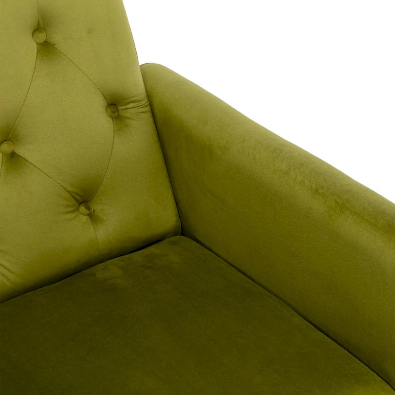 Fauteuil d'appoint capitonné vert olive 32,28 avec pouf