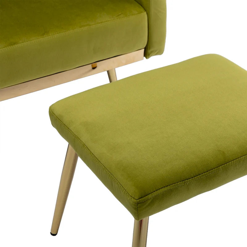Fauteuil d'appoint capitonné vert olive 32,28 avec pouf