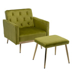 Fauteuil d'appoint capitonné vert olive 32,28 avec pouf
