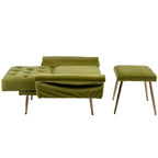 Fauteuil d'appoint capitonné vert olive 32,28 avec pouf