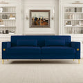 Canapé 3 places moderne 85.63 en velours avec accents dorés et coussins moelleux pour salon