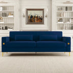 Canapé 3 places moderne 85.63 en velours avec accents dorés et coussins moelleux pour salon