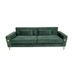 Canapé 3 places moderne 85.63 en velours avec accents dorés et coussins moelleux pour salon