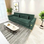 Canapé 3 places moderne 85.63 en velours avec accents dorés et coussins moelleux pour salon
