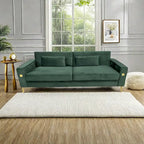 Canapé 3 places moderne 85.63 en velours avec accents dorés et coussins moelleux pour salon