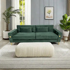 Canapé 3 places moderne 85.63 en velours avec accents dorés et coussins moelleux pour salon