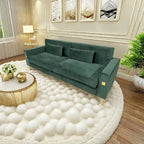 Canapé 3 places moderne 85.63 en velours avec accents dorés et coussins moelleux pour salon